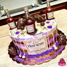 Load image into Gallery viewer, Hennessy Drip Cake with Strawberries