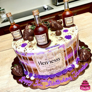 Hennessy Drip Cake with Strawberries